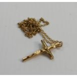 9ct gold crucifix and chain, 3.2g: