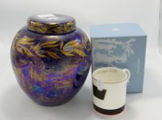 Rockingham China Luster Ginger Jar: together with boxed Wedgwood Cunard Cup