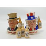 Royal Doulton Jim Beam Bourbon Whiskey & Deewars Sealed Decanters: together with three similar