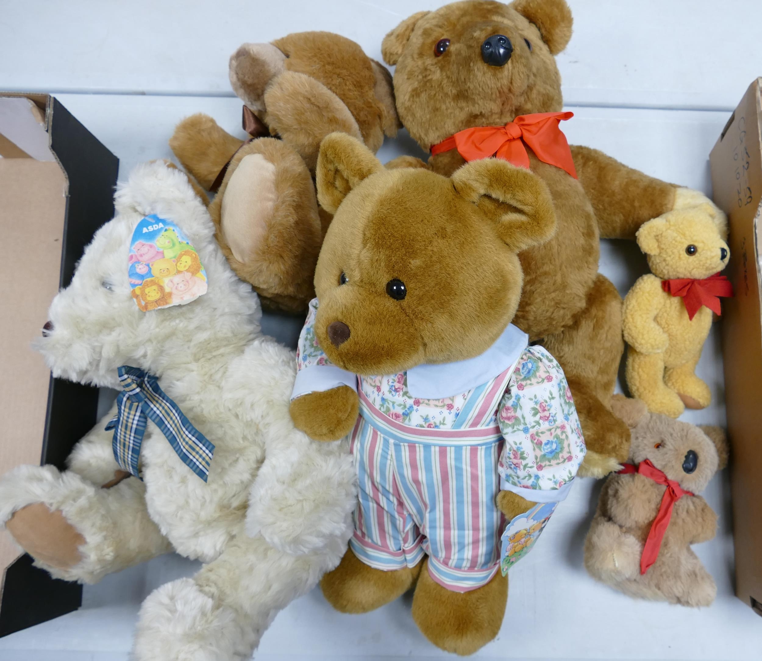 A collection of plush large teddies: