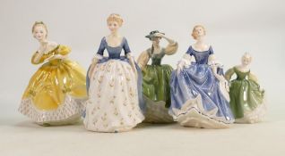 Royal Doulton Seconds Lady Figures: The Last Waltz, Hilary, Buttercup, Alison & Fair Maiden(5)