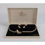 Pearl necklace & earring set with gold plated fittings: