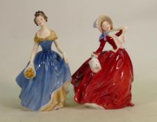Royal Doulton Lady Figures: Melanie HN2271 & Autumn Breezes HN1934(2)