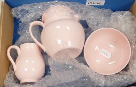 Wedgwood Alpine Pink Glazed Tea Service: internal nip to bottom edge of lid, height of teapot 10cm