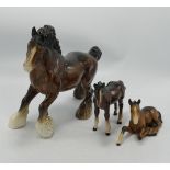 Beswick Cantering Shire 975, Foal 951(leg restuck) & Foal(nip to ear)