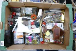 A collection of Vintage Fishing Tackle Accessories to include: shots, brass reel, horn priest,