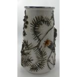 Poole Pottery Large Atlantis Vase by Guy Sydenham, decorated in relief with Thistles. H27cm