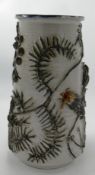 Poole Pottery Large Atlantis Vase by Guy Sydenham, decorated in relief with Thistles. H27cm