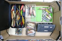 A collection of vintage fishing tackle Toby lures: