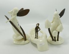 Minton Cream & Bronze Seconds Figures: Meadow Sweat, Tom Thumb & Cowslip(3)