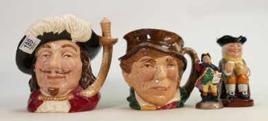 Royal Doulton Character & Toby Jugs to include: Large Porthos D6440, Paddy (nip to rim), Happy
