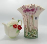 Two Boxed Franz Branded items to include: Enchanted Garden Vase & Teapot, height of tallest 26cm(2)