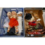 A collection of vintage Composite & tourist type dolls:(2 trays)
