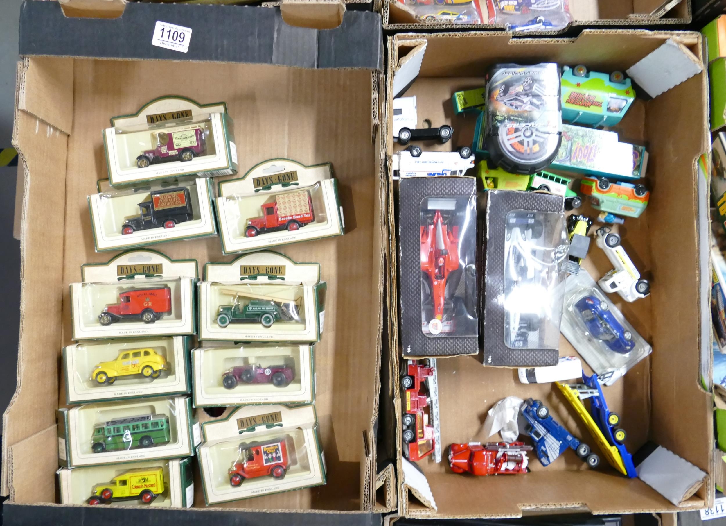 A mixed collection of Days Gone By & Mattel & similar Model Vehicles(2 trays):