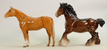 Beswick Cantering Shire 975: together with damaged Palomino Stallion 1772(2)