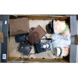 Job lot including ceramics & cameras: Includes Rajar no 6 camera, Georg Prontar DRP box camera &