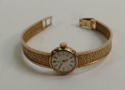 9ct ladies Omega wristwatch with 9ct bracelet: 19.2g.