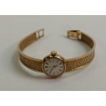 9ct ladies Omega wristwatch with 9ct bracelet: 19.2g.