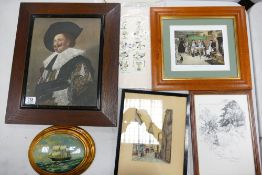 A collection of framed prints including: portraits, landscapes & nautical theme plaques(6)
