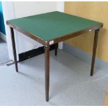 Vintage felt topped folding games table:m 76cm x 76cm