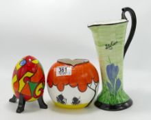 A collection of Lily Caro Hand Decorated Proto type items including: handled jug, vase & sugar