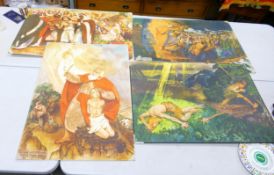 A collection of 4 large Early Continental Chromollithographs Original Prints with Religious Theme's,