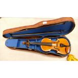 20th Century Cased Violin Marked with sticker to interior Stradivarius Germay: complete with 2 bows