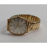 9ct gentleman's Rotary Incablac wristwatch: with gold plated expandable bracelet.