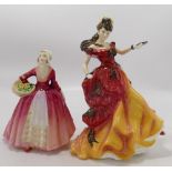 Royal Doulton lady figures Belle: HN3703 together with Janet HN1537 (2)