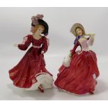 Royal Doulton lady figures Patricia: HN3365 together with Autumn Breezes HN1934 (2)