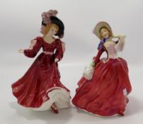 Royal Doulton lady figures Patricia: HN3365 together with Autumn Breezes HN1934 (2)