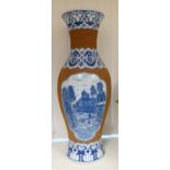 Large Thailand Made Blue & White Decorated Vase: height 62cm