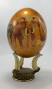 South African Decorated Ostrich Egg & Stand: height 23cm