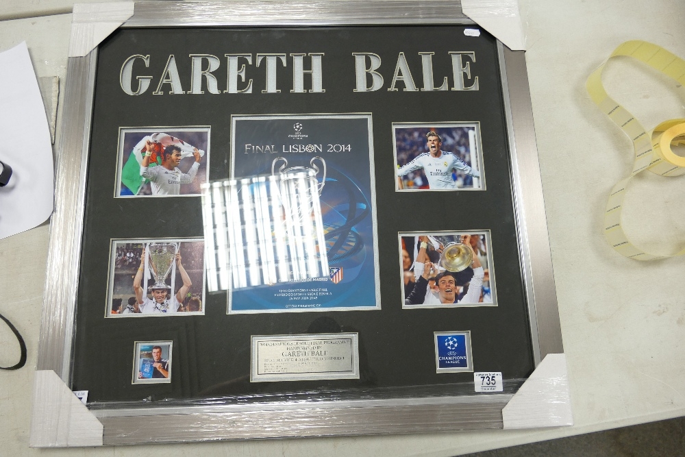 Large Framed Gareth Bale Champions League Final 2014 Commemorative Program & Photos: frame size 65 x