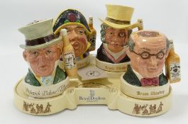 A collection of Royal Doulton Jim Beam Bourbon Whiskey Sealed Decanters on The Pickwick Collection