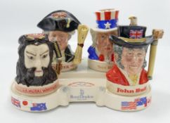 A collection of Royal Doulton Jim Beam Bourbon Whiskey Sealed Decanters including: John Bull,