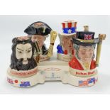 A collection of Royal Doulton Jim Beam Bourbon Whiskey Sealed Decanters including: John Bull,