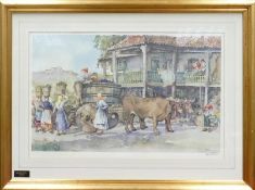 E.R. Sturgeon signed limited edition print The Grape Harvest: Gilt framed 44cm x 69cm
