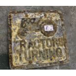 Cast Iron Tractors Turning Roadside Sign: width 26cm