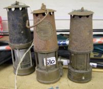 Three Miners Safety Lamps: one converted to electric(3)