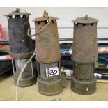 Three Miners Safety Lamps: one converted to electric(3)