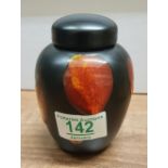 Poole Pottery Small Globular Glazed Lidded Vase: height 10cm