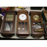 Three Oak Cased 1930's Wall Clocks(3):