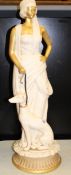 Large ceramic Empire Ware figure of an elegant lady with greyhound: height 71cm