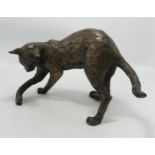 Bronzed Resin Figure Toying Cat Figure: length 28cm