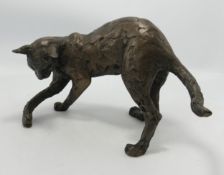 Bronzed Resin Figure Toying Cat Figure: length 28cm