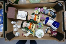 A mixed collection of items to include: Crown Staffordshire Cruet set, Boxed Spode Vase, Toby