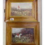 Two vintage framed hunting prints: 37.5cm x 29cm (2).