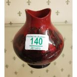 Royal Doulton Flambe Woodcut Vase: height 11cm