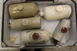 A collection of vintage stoneware foot warmers: 1 Doulton Lambeth example (1 tray).